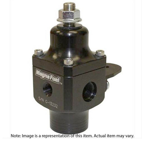 MAGNA FUEL Fuel Pressure Regulator, Aluminium, Black Anodized, 4-12 psi, -10 AN Inlet, -8 AN Outlet, Each