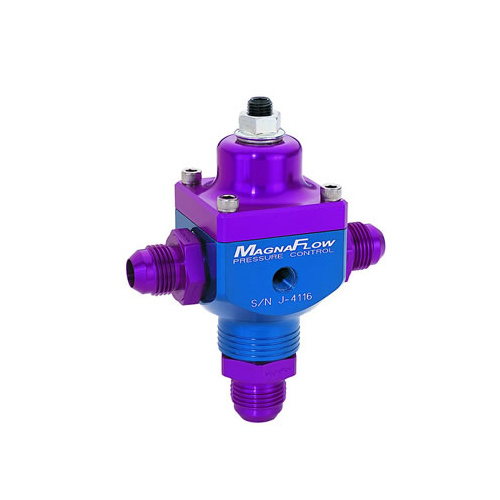 MAGNA FUEL Fuel Pressure Regulator, Aluminium, Blue Anodized, 4-12 psi, Universal, Each