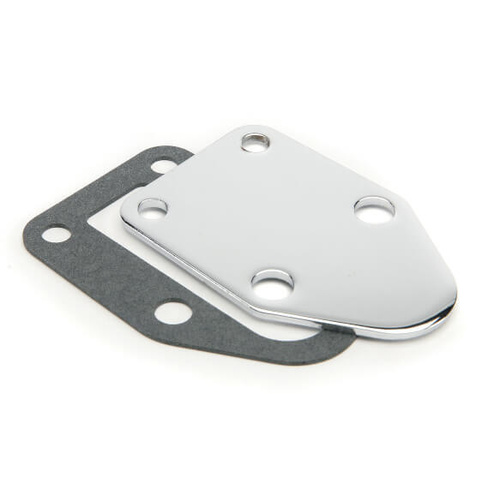 Mr. Gasket Fuel Pump Block-Off Plate, Steel, Chrome Plated, For Chevrolet, Small Block, Each