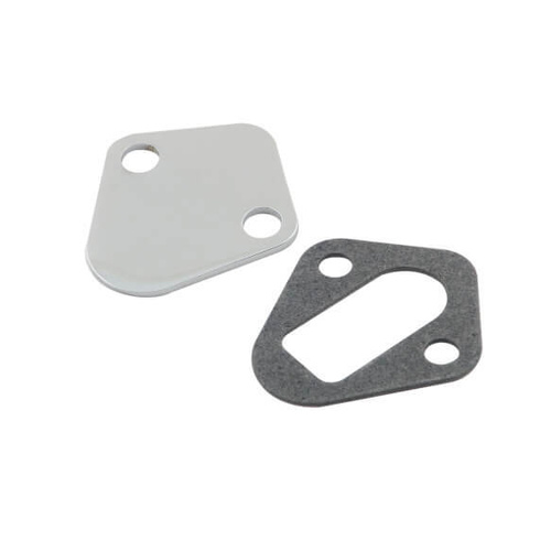 Mr. Gasket Fuel Pump Block-Off Plate, Steel, Chrome Plated, For Chevrolet, For Chrysler, For Ford, For Dodge, For Plymouth, Each