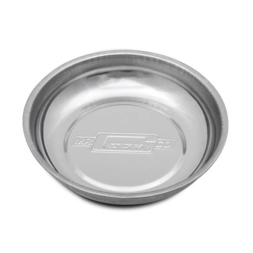 Mr. Gasket Tool Tray, Magnetic Parts Dish, Round, Stainless Steel, Natural, 4.250 in. Diameter, 1 in. Height, Logo, Each