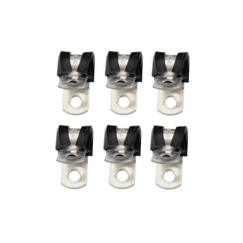 Mr. Gasket Hose Mounting Clamps, Cushioned, Steel, Cadmium Plated, One .188 in. Diameter Hole, Set of 6