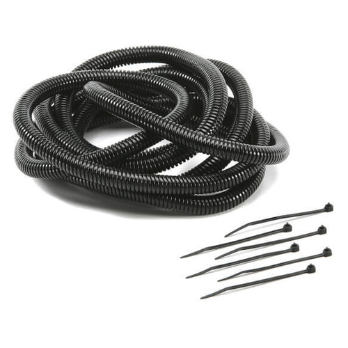Mr. Gasket Convoluted Tubing, Flex Wire Cover/Tie, 0.25 in. x 10 ft., Black, Kit