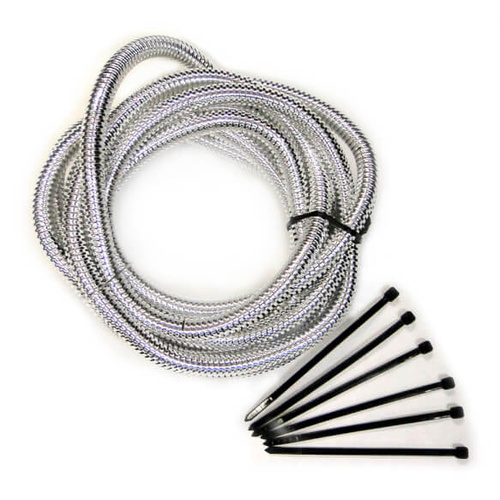 Mr. Gasket Convoluted Tubing, Wire Sheath, Polyethylene, Chrome, 1/4 in. Diameter, 10 ft. Length, Kit