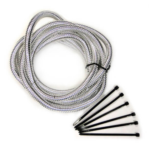 Mr. Gasket Convoluted Tubing, Wire Sheath, Polyethylene, Chrome, 1/2 in. Diameter, 6 ft. Length, Kit