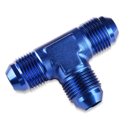 Mr. Gasket Tee Fitting, -6 AN -6 AN -6 AN Male, Aluminium, Adapter, Blue, Each
