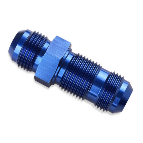 Mr. Gasket Bulkhead Fitting, Straight, -6 AN Male, Aluminium, Adapter, Blue, Each