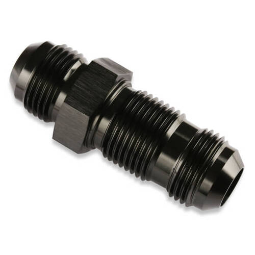 Mr. Gasket Bulkhead Fitting, Straight, -12 AN Male, Aluminium, Adapter, Black, Each