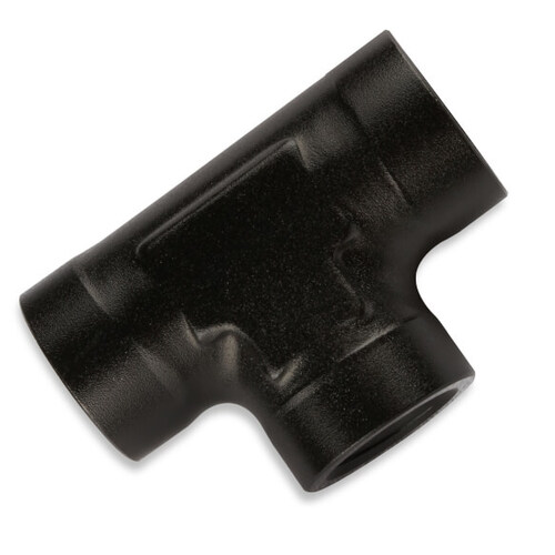 Mr. Gasket Tee Fitting, 3/8 in. NPT Female, Aluminium, Adapter, Black, Each