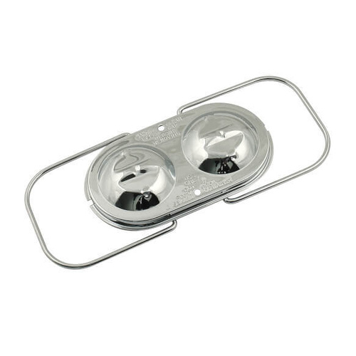 Mr.Gasket Master Cylinder Cover, Chrome, Steel, 3 in. x 5.750 in., Dual Bail, Oval, Each