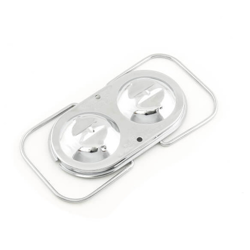 Mr.Gasket Master Cylinder Cover, Steel, Chrome, Dual Bail, 5.750 in. x 3 in., GM, Each