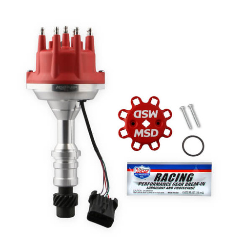 MSD Distributor, Pro-Billet Dual Sync EFI, Hall Effect Trigger, Red Cap, Billet Aluminium Housing, For Oldsmobile, Each