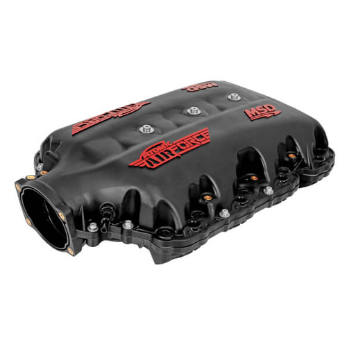 MSD Intake Manifold, Atomic AirForce, 103mm, 2-Piece, Polymer, Black, Red Letters, For Chevrolet LT1, Each