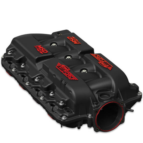 MSD Intake Manifold, Atomic AirForce, 103mm, 2-Piece, Polymer, Black, Red Letters, For Chevrolet LS7, Each