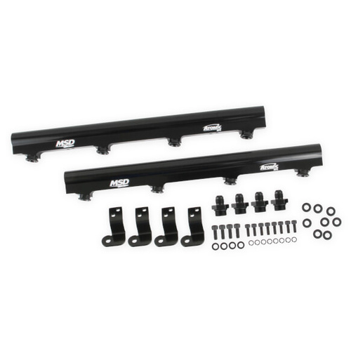 MSD Fuel Rails, Atomic EFI, Billet Aluminium, Black Anodised, for use with LS1/2/6 AirForce Manifold, Kit