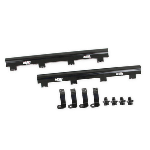 MSD Fuel Rails, Atomic EFI, Billet Aluminium, Black Anodised, for use with LS7 AirForce Manifold, Kit