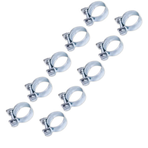 MSD Hose Clamps, Atomic TBI, T-bolt Style, 0.656 in. Size, Stainless Steel, Polished, Set of 10