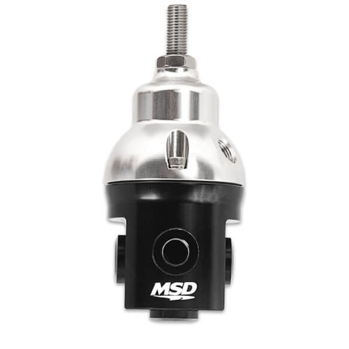 MSD Fuel Pressure Regulator, Boost Adjustable, 15-90 psi, Inline, Return Style, Aluminium, Black/Clear Anodised