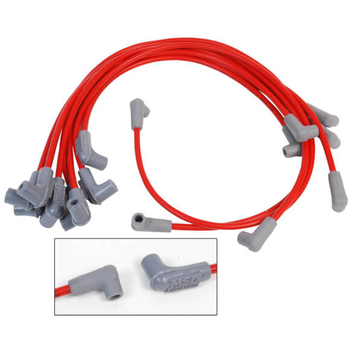 MSD Spark Plug Wires, Super Conductor, Spiral Core, 8.5mm, Red, 90 Degree Boots, For Chevrolet, Small Block, V8, Set