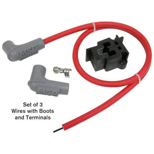 MSD Spark Plug Wires, Copper, Silicone, 90 Degree, 8.5mm Dia, Red, Watercraft 3-Cylinder, Set