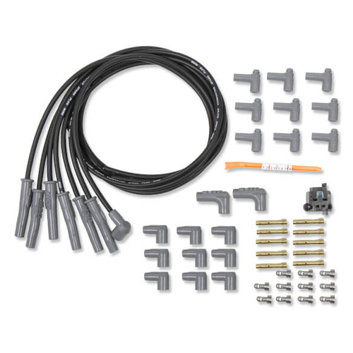MSD Spark Plug Wires, Copper, Silicone, Straight, bendable up to 45 Degree, 8.5mm Dia, Black, Universal 6-cylinder, Set