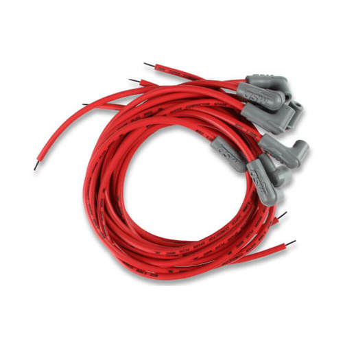 MSD Spark Plug Wires, Copper, Silicone, 90 Degree, 8.5mm Dia, Red, Universal V8, Set