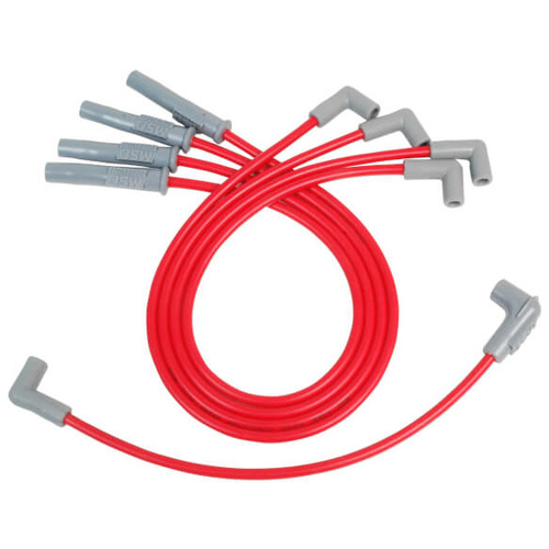 MSD Spark Plug Wires, Super Conductor, Spiral Core, 8.5mm, Red, Multi-Angle Boots, For Ford, 2.3L, L4, Set