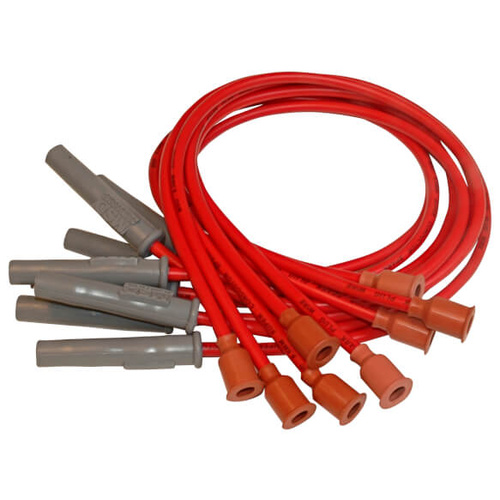 MSD Spark Plug Wires, Super Conductor, Spiral Core, 8.5mm, Red, Multi-Angle Boots, For Chrysler, Small Block, V8