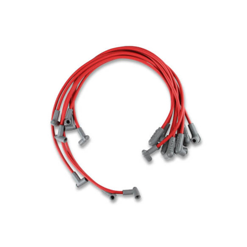 MSD Spark Plug Wires, Copper, Silicone, 90 Degree, 8.5mm Dia, Red, SBC 350, Set