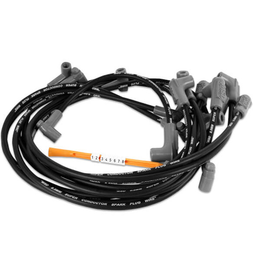 MSD Spark Plug Wires, Copper, Silicone, 90 Degree, 8.5mm Dia, Black, Set