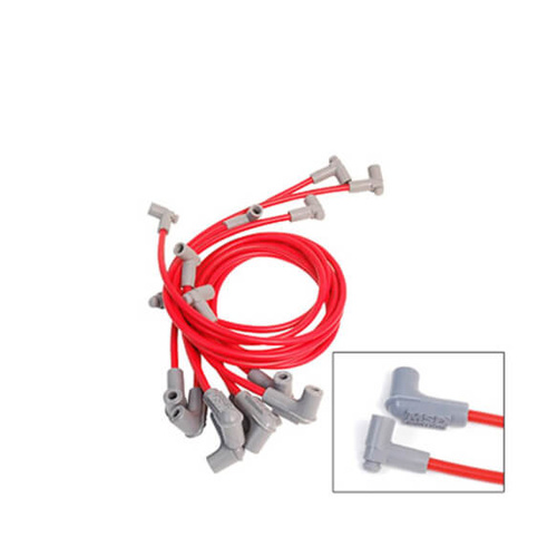 MSD Spark Plug Wires, Copper, Silicone, 90 Degree, 8.5mm Dia, Red, Set