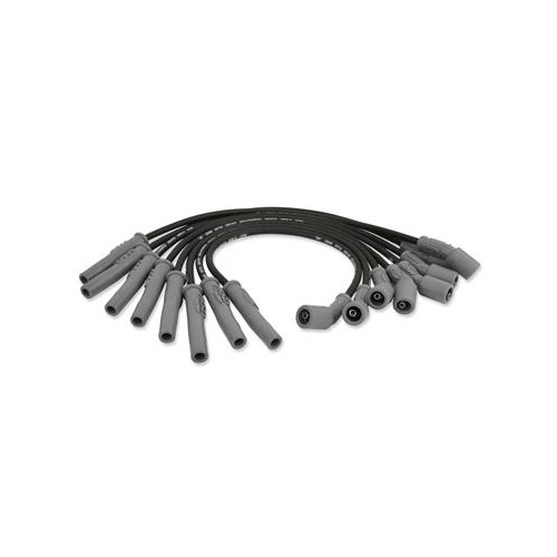 MSD Spark Plug Wires, Ferro-Spiral, Silicone, Straight, bendable up to 45 Degree, 8.5mm Dia., Black, Set