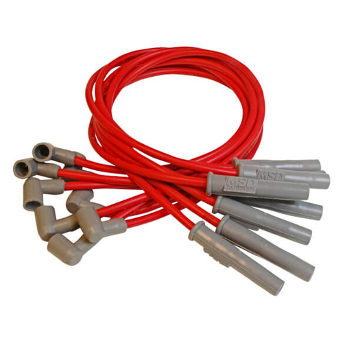 MSD Spark Plug Wires, Super Conductor, Spiral Core, 8.5mm, Red, Multi-Angle Boots, AMC, V8, Set