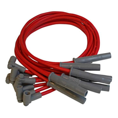 MSD Spark Plug Wires, Super Conductor, Spiral Core, 8.5mm, Red, 180 degree Boots, For Buick, 3.8L, Set