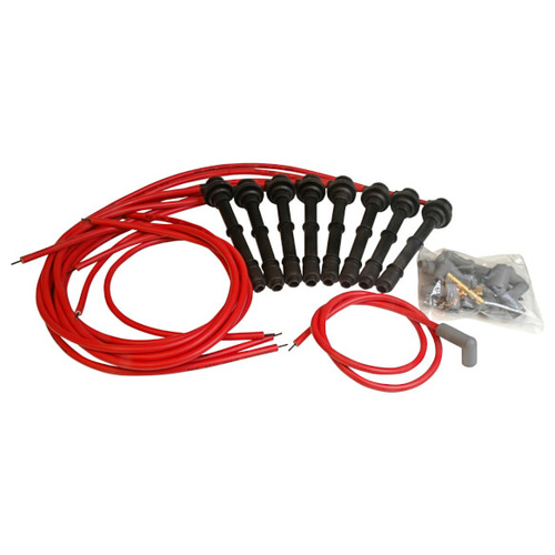MSD Spark Plug Wires, Copper, Silicone, 90 Degree, 8.5mm Dia., Red, For Ford Modular V8 engines, Set