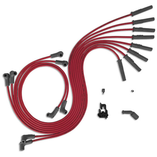 MSD Spark Plug Wires, Copper, Silicone, 90/180 degree, 8.5mm Dia., Red, GM LS Engines, Set