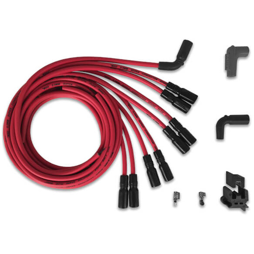 MSD Spark Plug Wires, Copper, Silicone, 90 Degree, 8.5mm Dia, Red, GM Gen II LT, Set