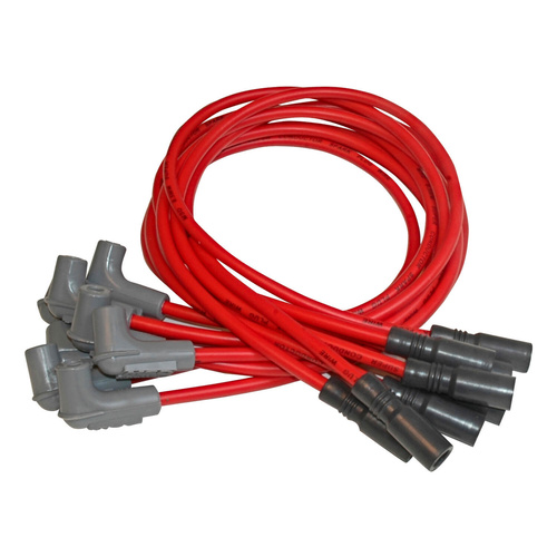 MSD Spark Plug Wires, Super Conductor, Spiral Core, 8.5mm, Red, 90 Degree Boots, For Chevrolet, For Pontiac, 5.7L, Set
