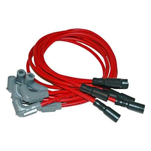 MSD Spark Plug Wires, Super Conductor, Spiral Core, 8.5mm, Red, 90 Degree Boots, For Chevrolet, For GMC, 5.7L, Set