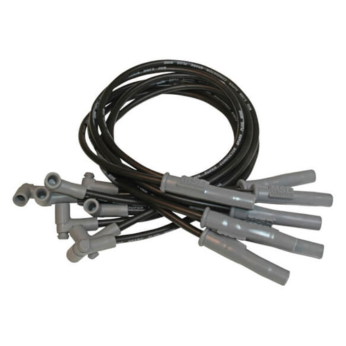 MSD Spark Plug Wires, Super Conductor, Spiral Core, 8.5mm, Black, Multi-Angle, For Dodge, 5.2/5.9L, Set
