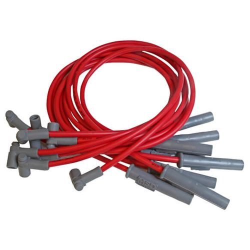 MSD Spark Plug Wires, Super Conductor, Spiral Core, 8.5mm, Red, Multi-Angle Boots, For Chrysler, Small Block, Set