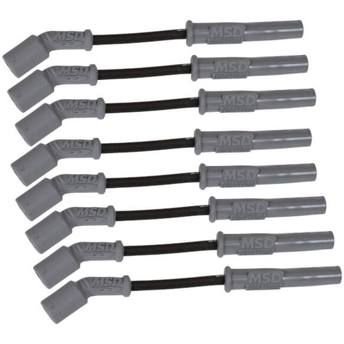 MSD Spark Plug Wires, Copper, Silicone, Multi-Angle, 8.5mm Dia, Black, GM LS Engines, Set