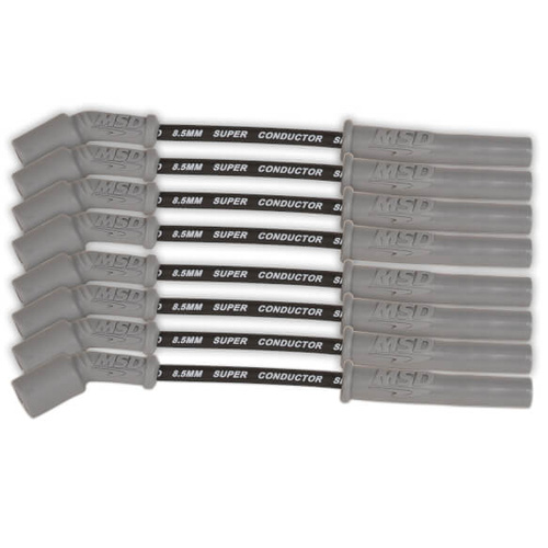 MSD Spark Plug Wires, Copper, Silicone, Multi-Angle, 8.5mm Dia, Black, GM LS Engines, Set