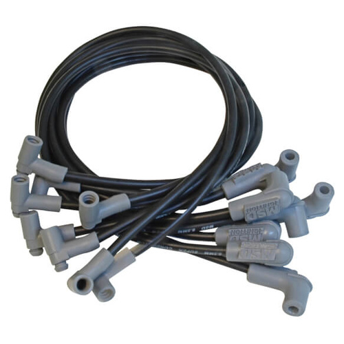 MSD Spark Plug Wires, Super Conductor, Spiral Core, 8.5mm, Black, 90 Degree Boots, For Chevrolet, V8, Set