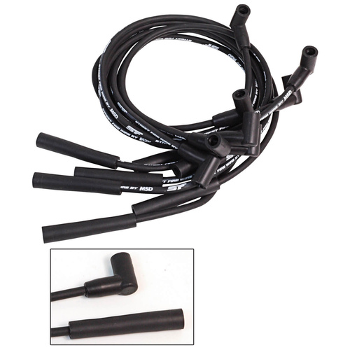 MSD Spark Plug Wires, Street Fire, 8.0mm, Black, Straight Boots, For Ford, 5.0L, HEI Cap,  Set