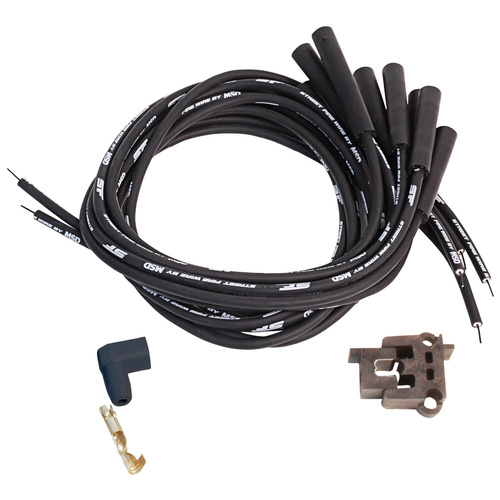 MSD Spark Plug Wires, Street Fire, 8.0mm, Black, Multi-angle Boots, Universal, V8, Set