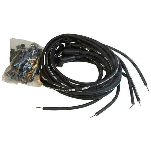 MSD Spark Plug Wires, Street Fire, 8.0mm, Black, 90 Degree Boots, Universal, V8, Set