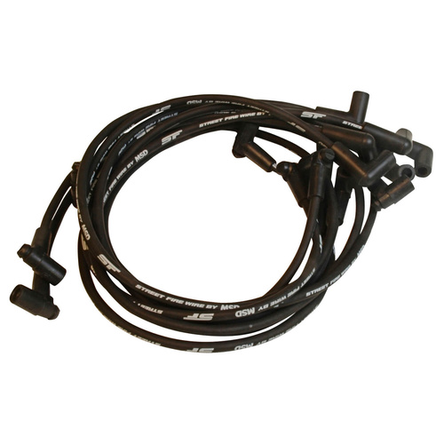 MSD Spark Plug Wires, Street Fire, 8.0mm, Black, 90 Degree Boots, For Chevrolet, 5.7L, Set