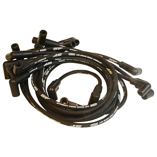 MSD Spark Plug Wires, Street Fire, 8.0mm, Black, 90 Degree Boots, For Chevrolet, V8, Set