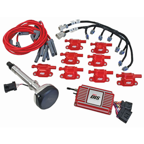 MSD Direct Ignition System, DIS, Red, Cam Sync, Coils, Ignition Box, For Chevrolet Small/Big Block, Kit
